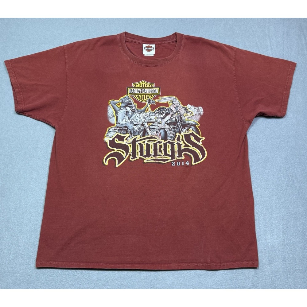 Harley Davidson T Shirt Mens XL Looney Tunes Taz Bugs Bunny Sturgis 2014 Mt Rush
